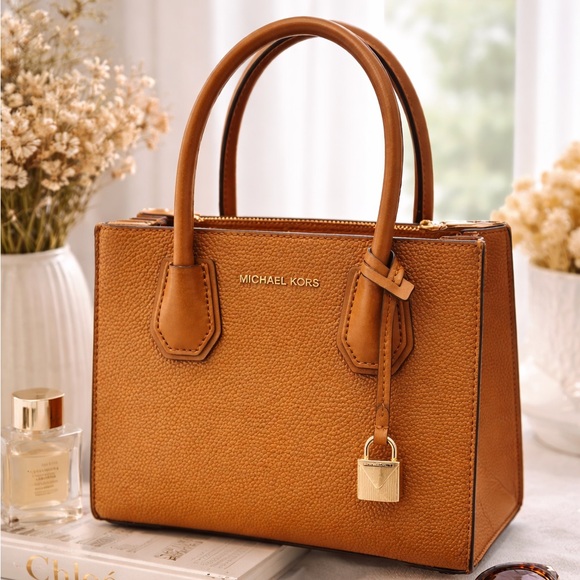 Michael Kors Handbags - Michael Kors Brown Leather Satchel Handbag
Gold Tone Hardware